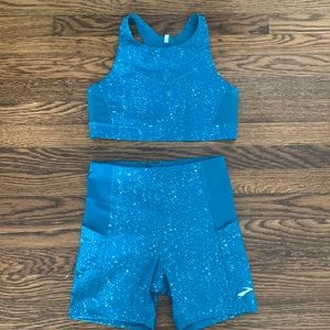 Matching brooks short tights and bra